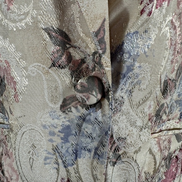 Michael K Co. Tapastry Pink Floral Paisley One Button Blazer Jacket Silky Size M - Picture 5 of 14
